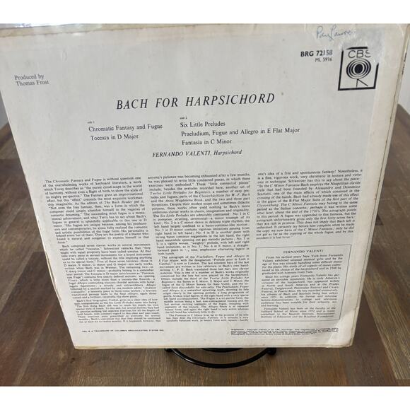 J.S. Bach Fernando Valenti Recital 360-Stereo Album - collectible Vinyl- Classic - Picture 5 of 5